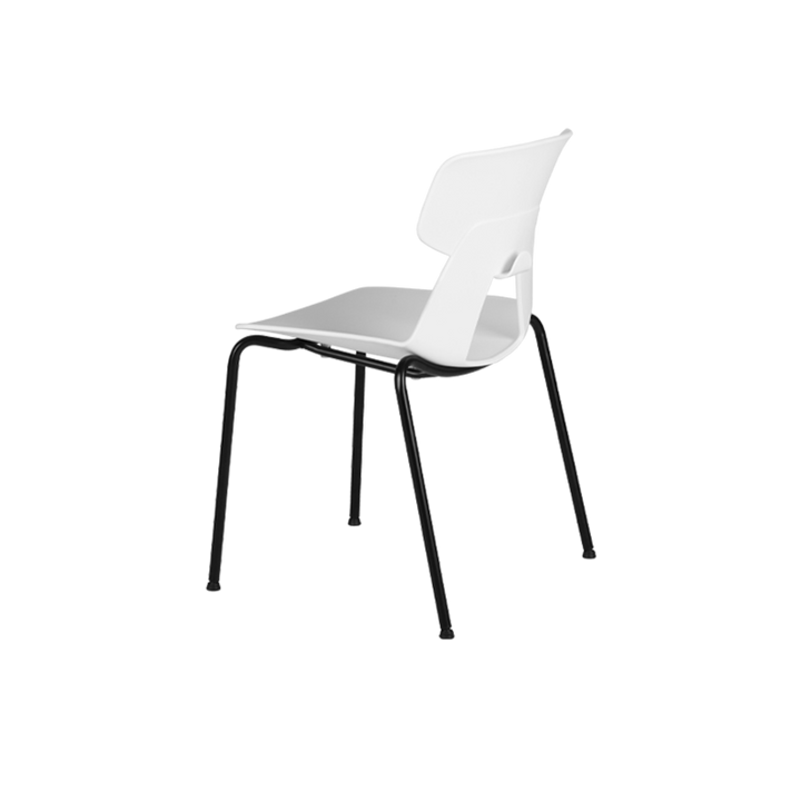 Modern Minimalist Armless Dining Chair - Geometric Open PP Backrest &amp; Black Steel Legs For Dining Chair