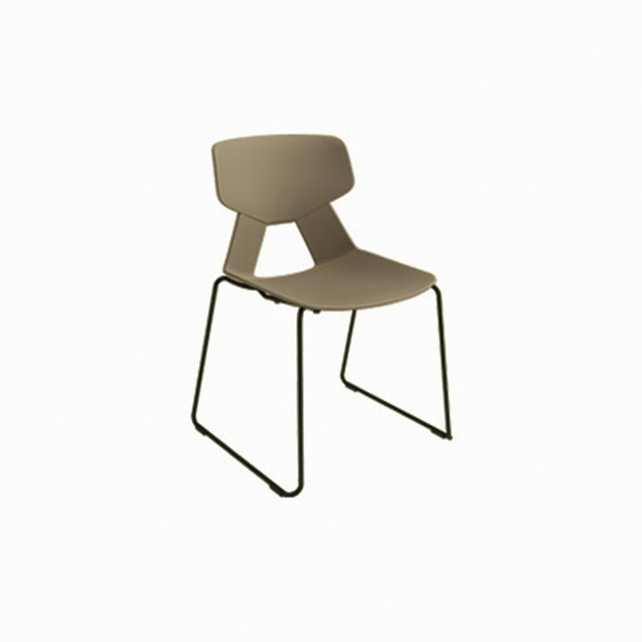 Modern Minimalist Dining Chair - Open Geometric PP Backrest &amp; Black Steel Base Armless Accent Chair For Dining Room