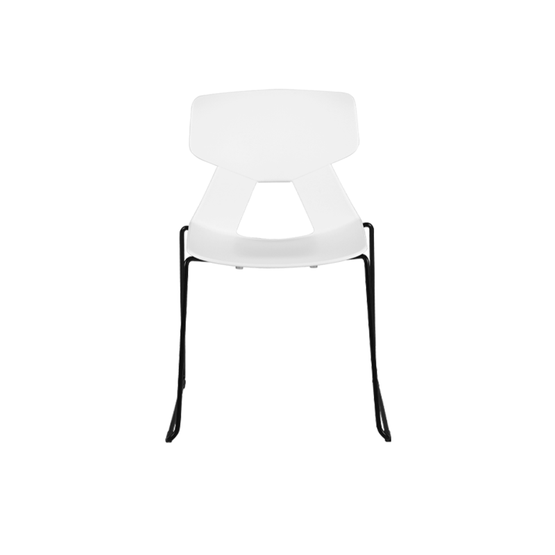 Modern Minimalist Dining Chair - Open Geometric PP Backrest &amp; Black Steel Base Armless Accent Chair For Dining Room