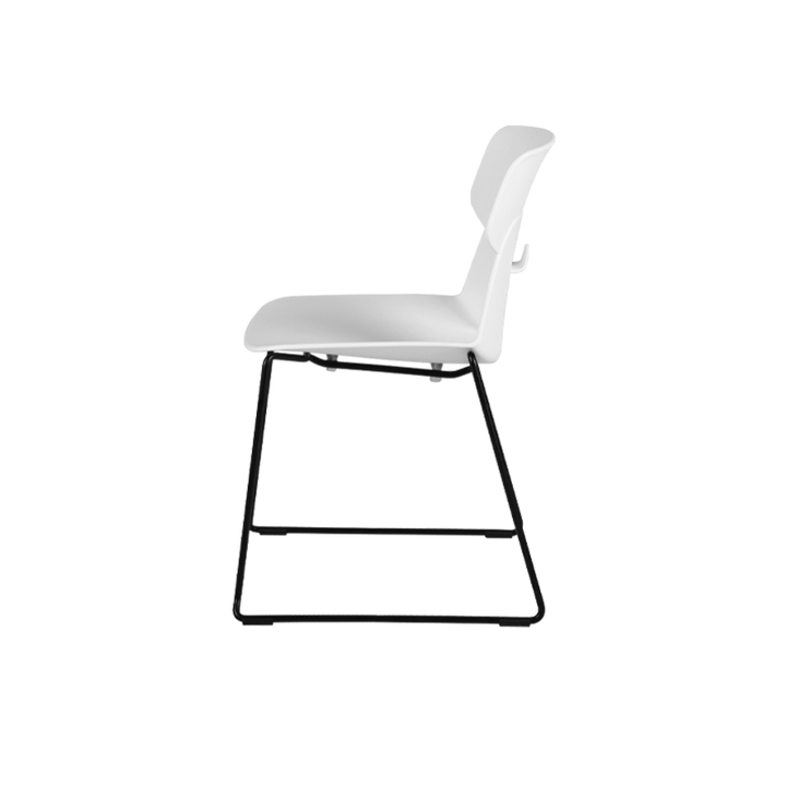 Modern Minimalist Dining Chair - Open Geometric PP Backrest &amp; Black Steel Base Armless Accent Chair For Dining Room