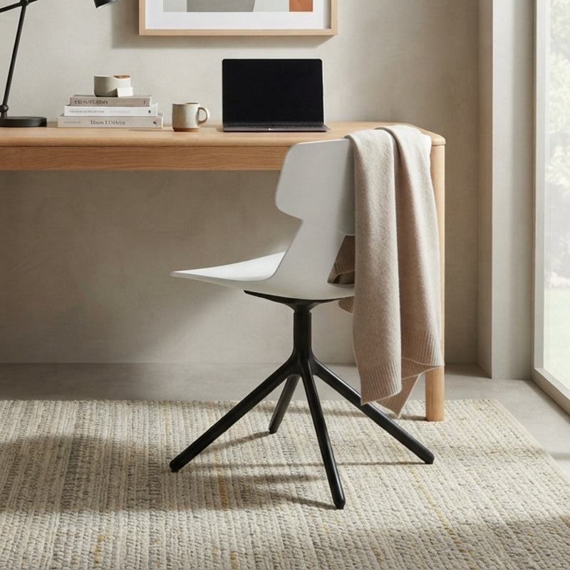 Modern Minimalist Dining Chair - Geometric PP Backrest &amp; Aluminum Alloy Base Accent Chair For Dining Room