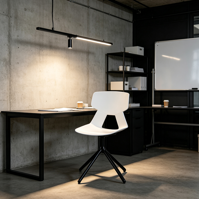 Modern Minimalist Dining Chair - Geometric PP Backrest &amp; Aluminum Alloy Base Accent Chair For Dining Room