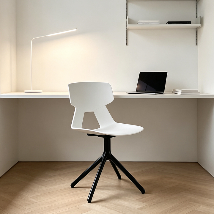 Modern Minimalist Dining Chair - Geometric PP Backrest &amp; Aluminum Alloy Base Accent Chair For Dining Room