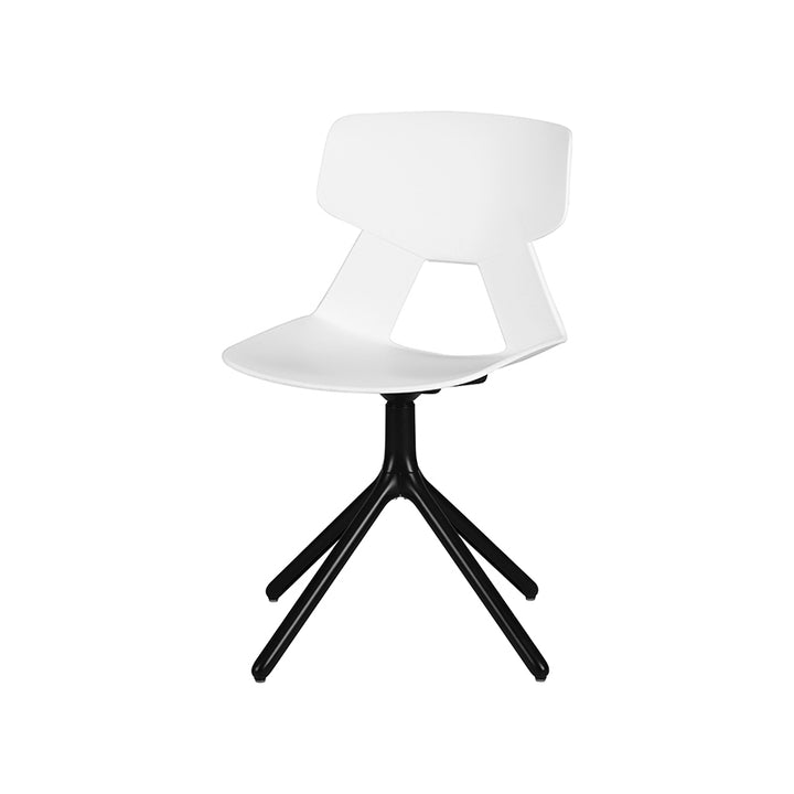 Modern Minimalist Dining Chair - Geometric PP Backrest &amp; Aluminum Alloy Base Accent Chair For Dining Room