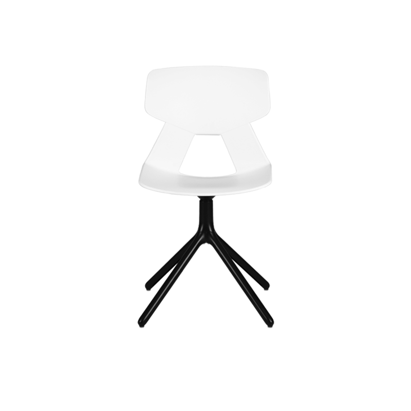 Modern Minimalist Dining Chair - Geometric PP Backrest &amp; Aluminum Alloy Base Accent Chair For Dining Room