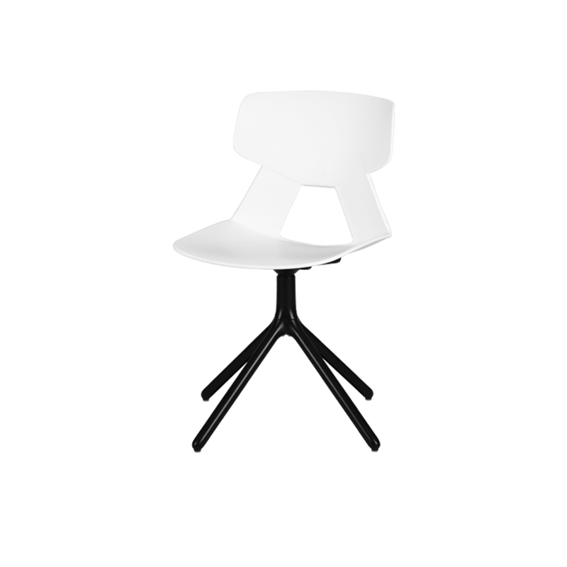 Modern Minimalist Dining Chair - Geometric PP Backrest &amp; Aluminum Alloy Base Accent Chair For Dining Room
