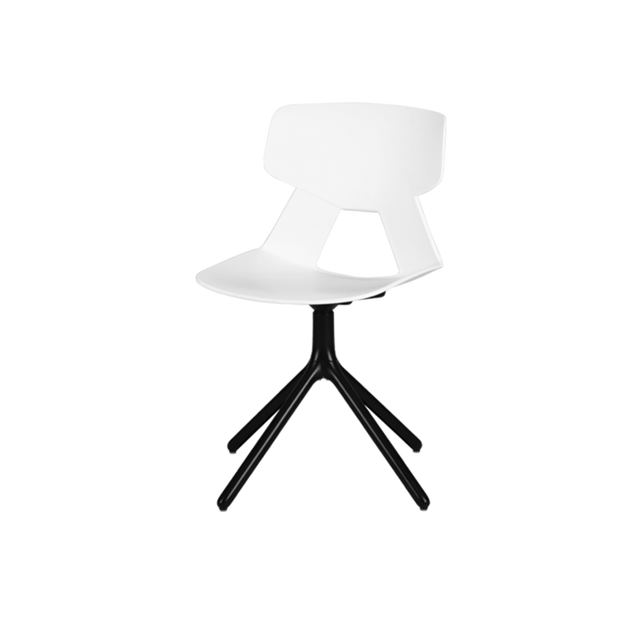 Modern Minimalist Dining Chair - Geometric PP Backrest &amp; Aluminum Alloy Base Accent Chair For Dining Room