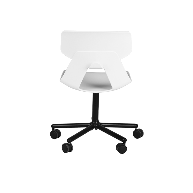 Modern Minimalist Desk Chair - Geometric PP Backrest &amp; Aluminum Alloy Base Accent Chair With Wheels For Home Office