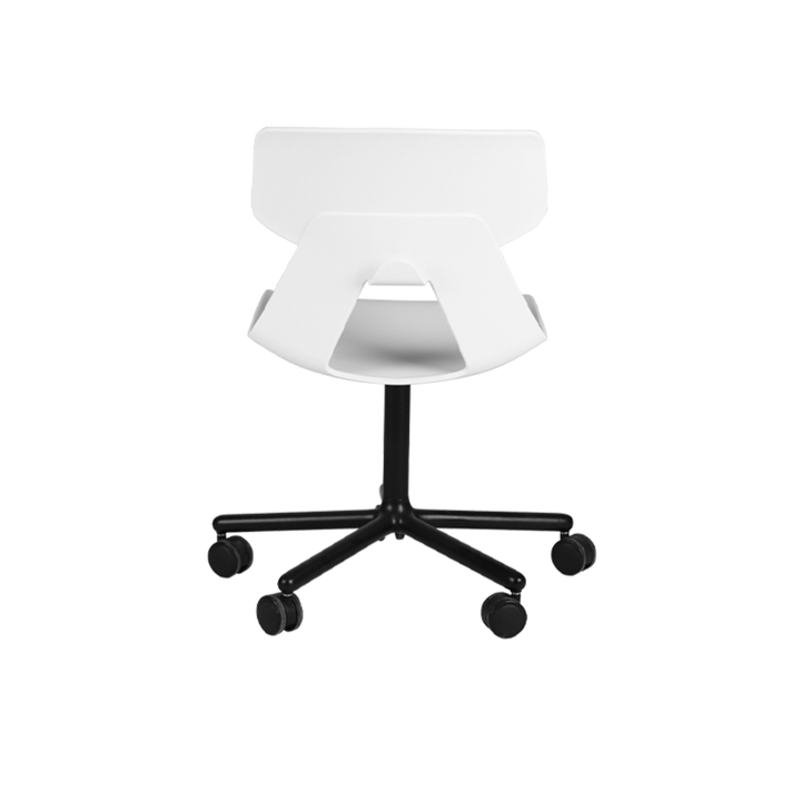 Modern Minimalist Desk Chair - Geometric PP Backrest &amp; Aluminum Alloy Base Accent Chair With Wheels For Home Office