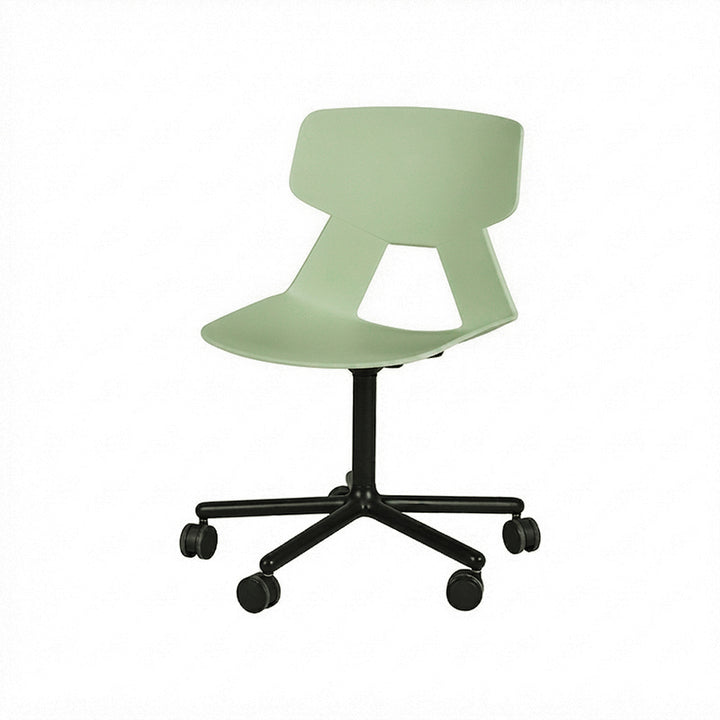 Modern Minimalist Desk Chair - Geometric PP Backrest &amp; Aluminum Alloy Base Accent Chair With Wheels For Home Office