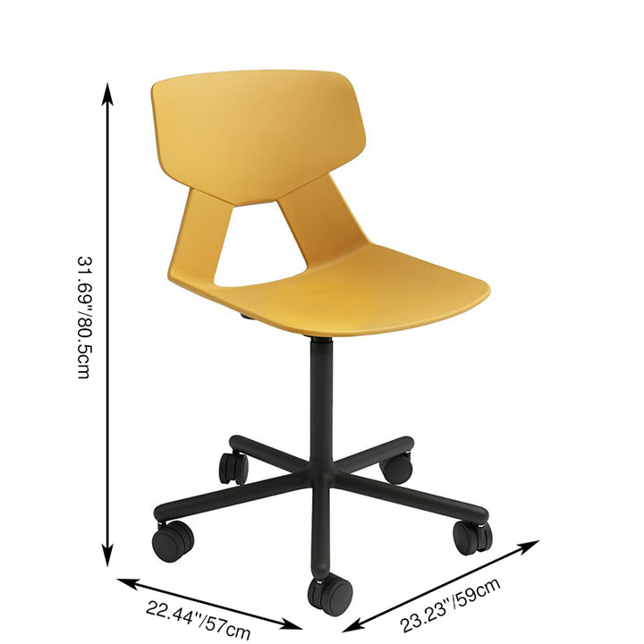 Modern Minimalist Desk Chair - Geometric PP Backrest &amp; Aluminum Alloy Base Accent Chair With Wheels For Home Office