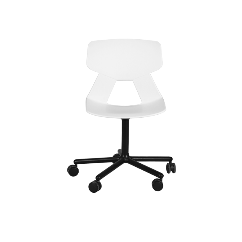 Modern Minimalist Desk Chair - Geometric PP Backrest &amp; Aluminum Alloy Base Accent Chair With Wheels For Home Office