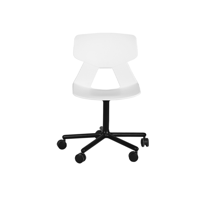 Modern Minimalist Desk Chair - Geometric PP Backrest &amp; Aluminum Alloy Base Accent Chair With Wheels For Home Office