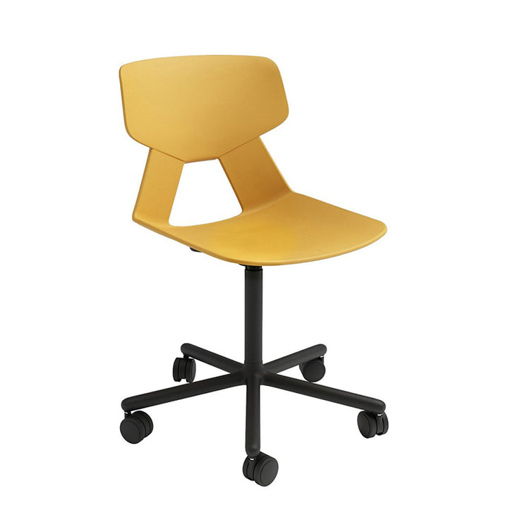 Modern Minimalist Desk Chair - Geometric PP Backrest &amp; Aluminum Alloy Base Accent Chair With Wheels For Home Office