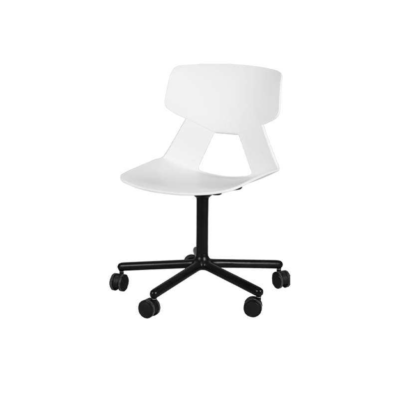 Modern Minimalist Desk Chair - Geometric PP Backrest &amp; Aluminum Alloy Base Accent Chair With Wheels For Home Office