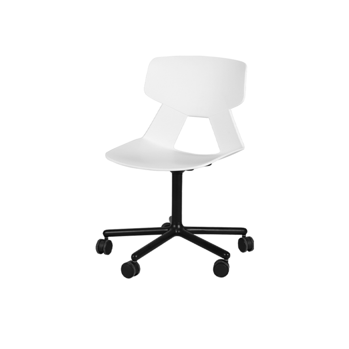 Modern Minimalist Desk Chair - Geometric PP Backrest &amp; Aluminum Alloy Base Accent Chair With Wheels For Home Office