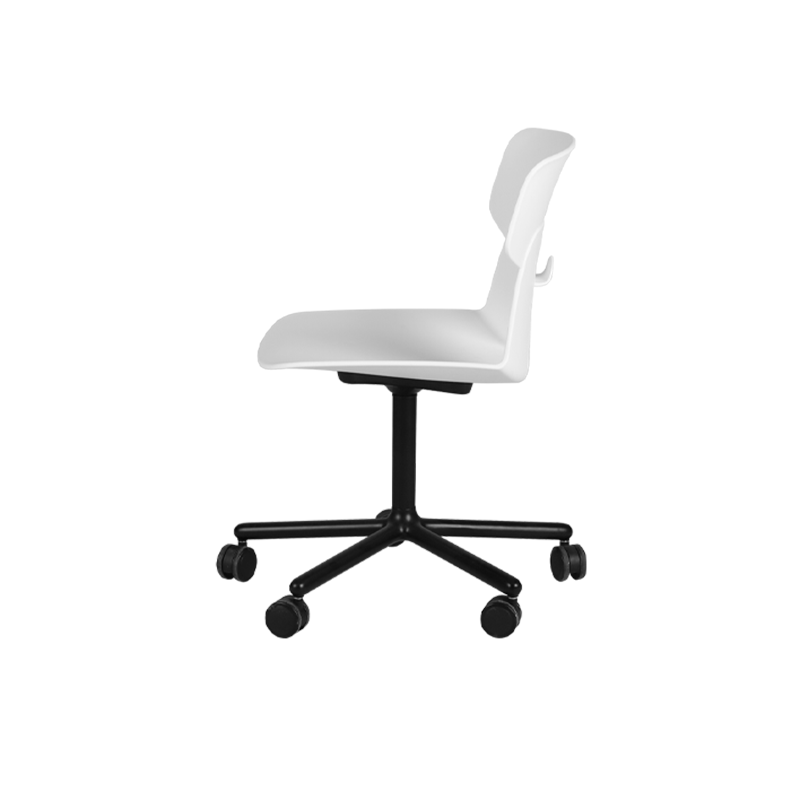 Modern Minimalist Desk Chair - Geometric PP Backrest &amp; Aluminum Alloy Base Accent Chair With Wheels For Home Office
