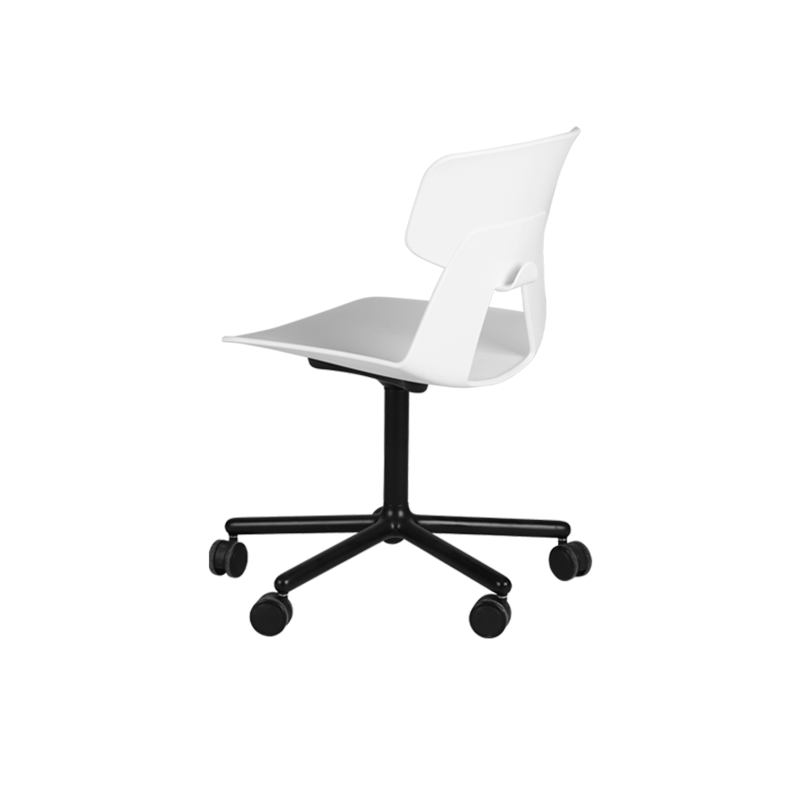 Modern Minimalist Desk Chair - Geometric PP Backrest &amp; Aluminum Alloy Base Accent Chair With Wheels For Home Office