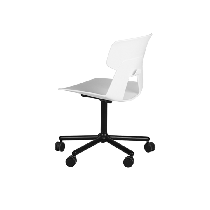 Modern Minimalist Desk Chair - Geometric PP Backrest &amp; Aluminum Alloy Base Accent Chair With Wheels For Home Office