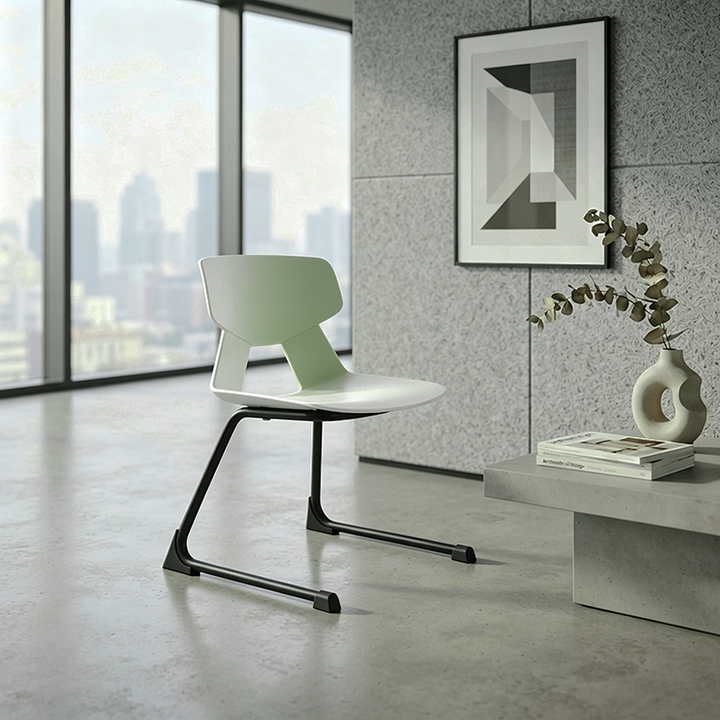 Modern Minimalist Cantilever Dining Chair - Geometric PP Backrest &amp; Reinforced Steel Base Accent Chair For Dining Room