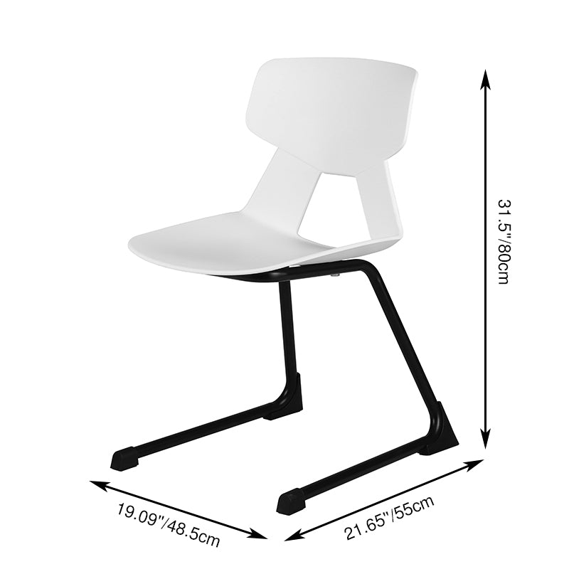 Modern Minimalist Cantilever Dining Chair - Geometric PP Backrest &amp; Reinforced Steel Base Accent Chair For Dining Room