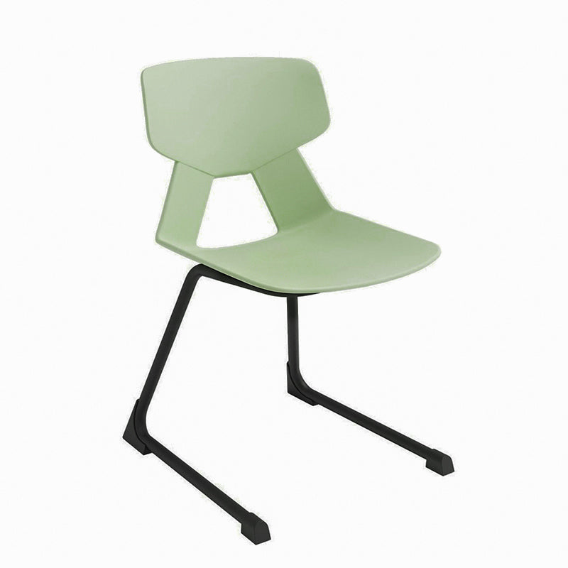 Modern Minimalist Cantilever Dining Chair - Geometric PP Backrest &amp; Reinforced Steel Base Accent Chair For Dining Room