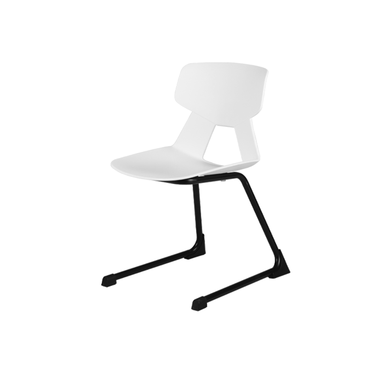Modern Minimalist Cantilever Dining Chair - Geometric PP Backrest &amp; Reinforced Steel Base Accent Chair For Dining Room