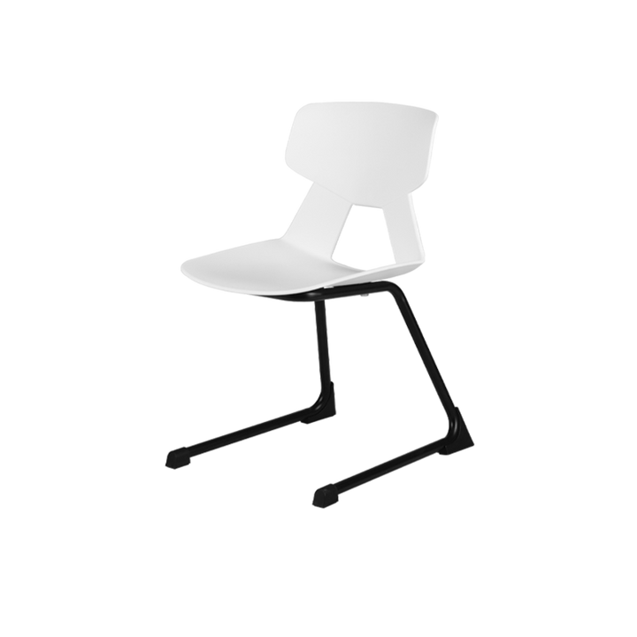 Modern Minimalist Cantilever Dining Chair - Geometric PP Backrest &amp; Reinforced Steel Base Accent Chair For Dining Room