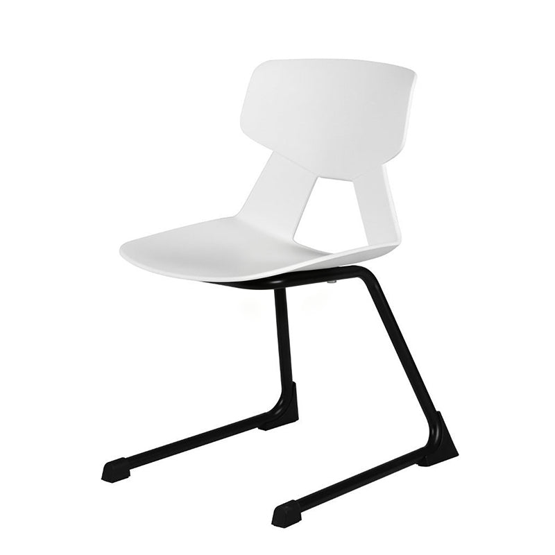 Modern Minimalist Cantilever Dining Chair - Geometric PP Backrest &amp; Reinforced Steel Base Accent Chair For Dining Room