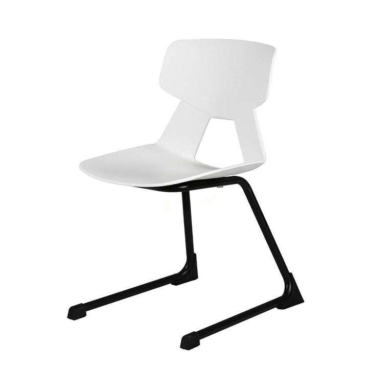 Modern Minimalist Cantilever Dining Chair - Geometric PP Backrest &amp; Reinforced Steel Base Accent Chair For Dining Room