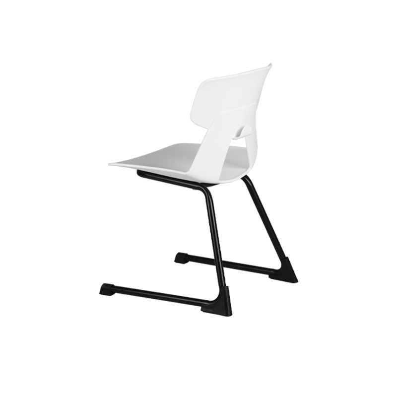 Modern Minimalist Cantilever Dining Chair - Geometric PP Backrest &amp; Reinforced Steel Base Accent Chair For Dining Room