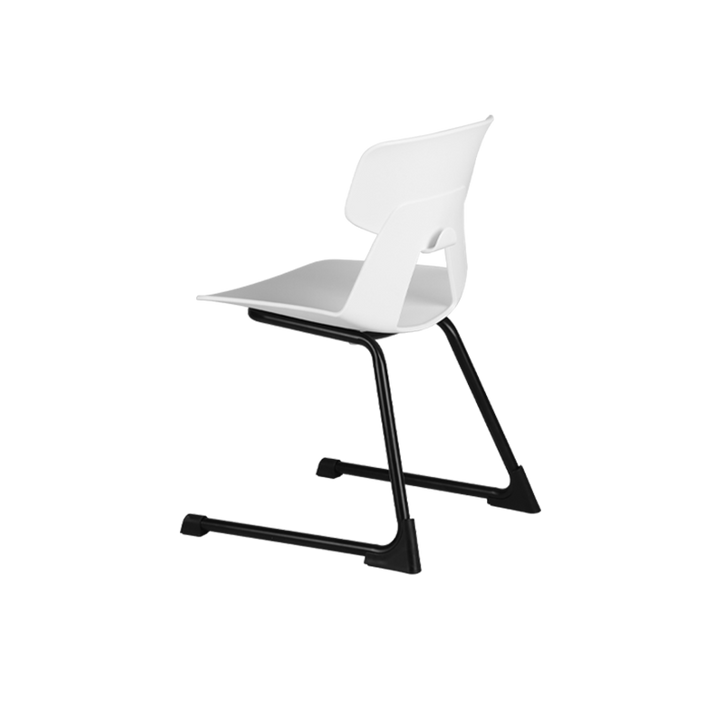 Modern Minimalist Cantilever Dining Chair - Geometric PP Backrest &amp; Reinforced Steel Base Accent Chair For Dining Room