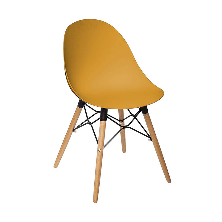 Contemporary Scandinavian Dining Chair - PP Seat &amp; Beech Wood Legs &amp; Black Steel Supports Accent Chair For Dining Room