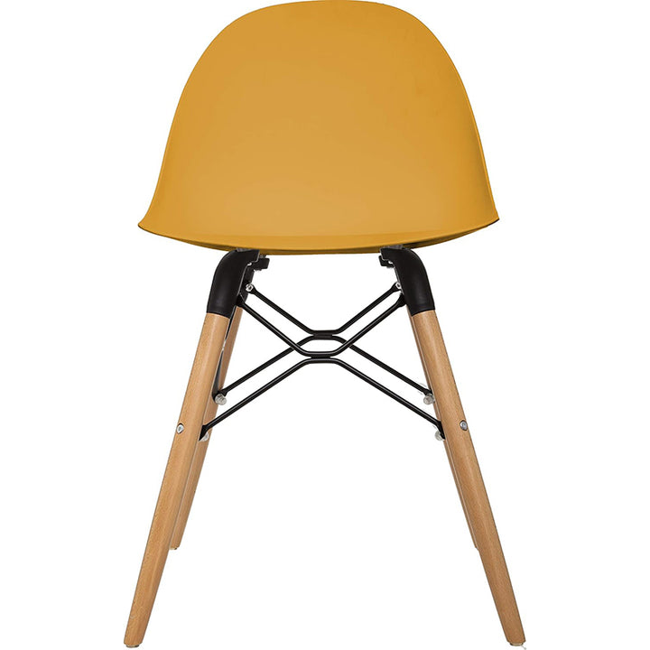 Contemporary Scandinavian Dining Chair - PP Seat &amp; Beech Wood Legs &amp; Black Steel Supports Accent Chair For Dining Room