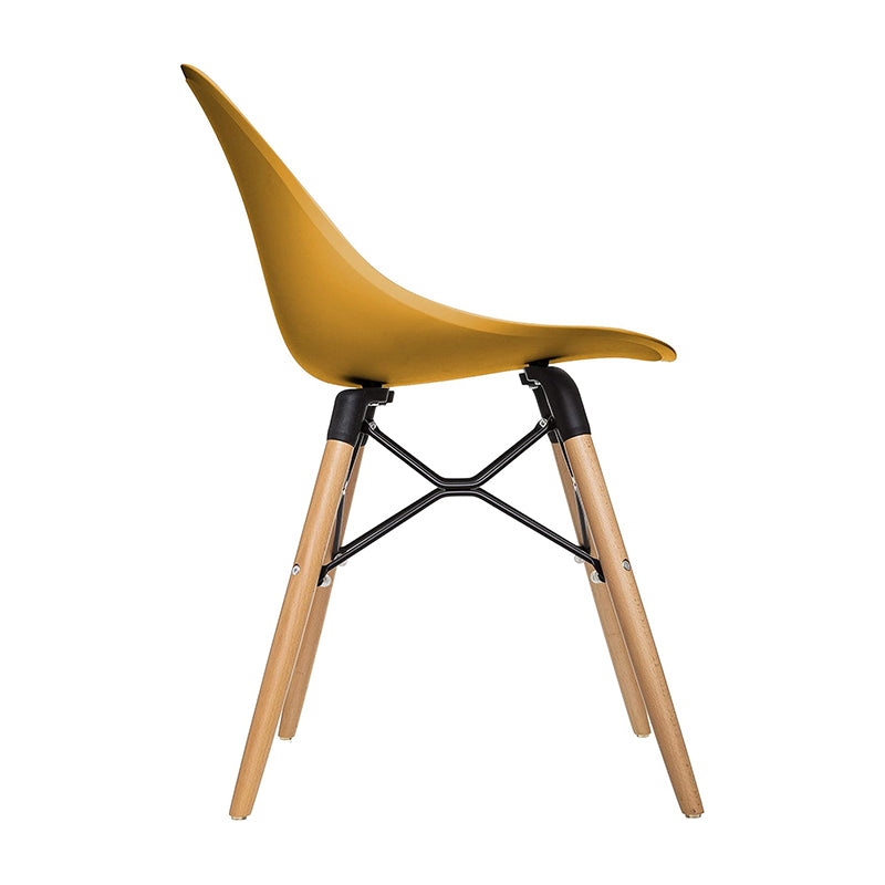 Contemporary Scandinavian Dining Chair - PP Seat &amp; Beech Wood Legs &amp; Black Steel Supports Accent Chair For Dining Room