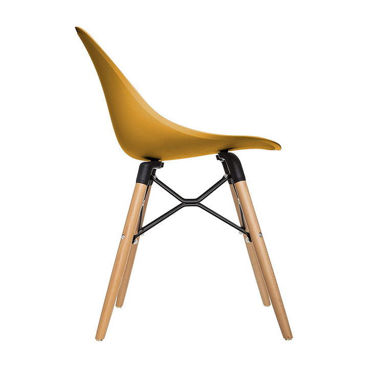 Contemporary Scandinavian Dining Chair - PP Seat &amp; Beech Wood Legs &amp; Black Steel Supports Accent Chair For Dining Room