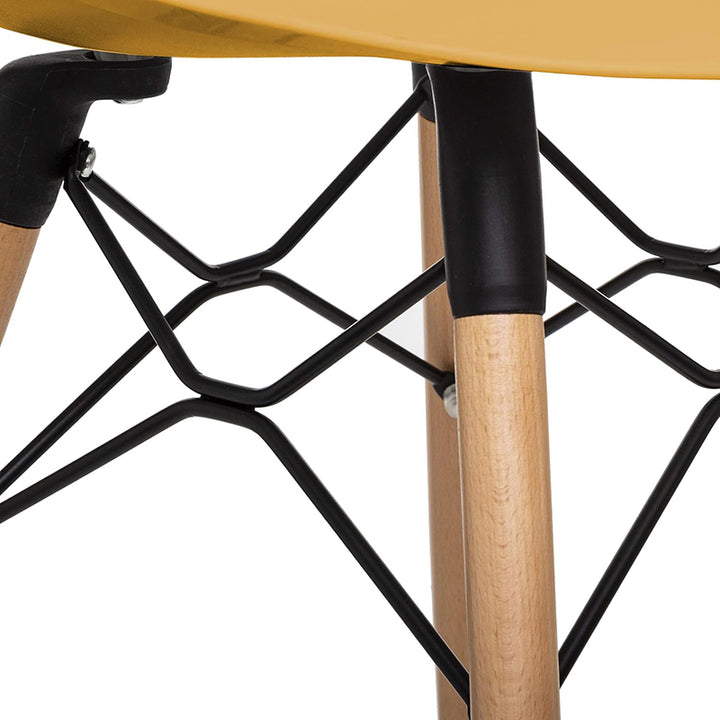 Contemporary Scandinavian Dining Chair - PP Seat &amp; Beech Wood Legs &amp; Black Steel Supports Accent Chair For Dining Room