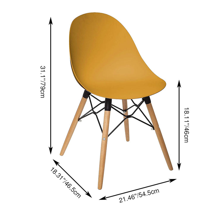 Contemporary Scandinavian Dining Chair - PP Seat &amp; Beech Wood Legs &amp; Black Steel Supports Accent Chair For Dining Room