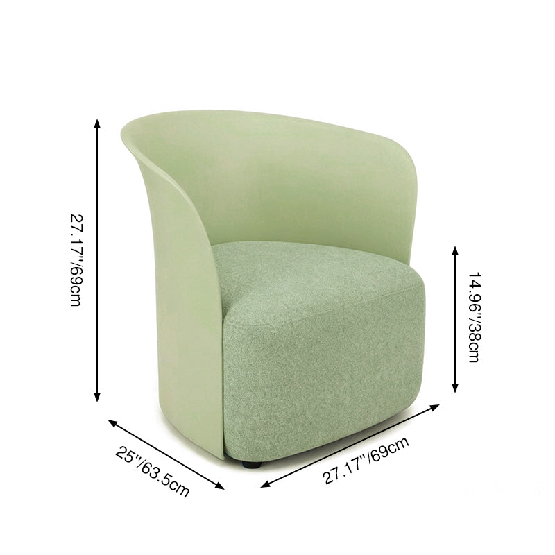 Contemporary Scandinavian Accent Chair - Upholstered Seat Sculpted PP Shell &amp; Plywood Frame Lounge Chair For Living Room