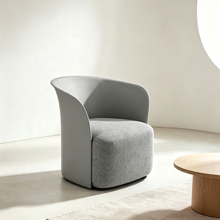 Contemporary Scandinavian Accent Chair - Upholstered Seat Sculpted PP Shell &amp; Plywood Frame Lounge Chair For Living Room