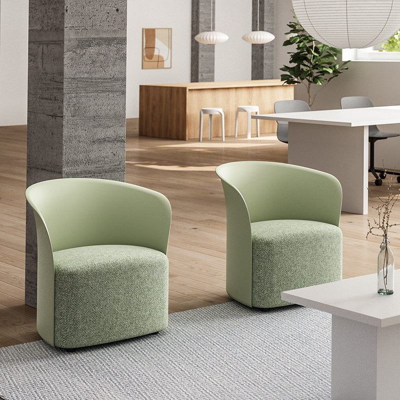 Contemporary Scandinavian Accent Chair - Upholstered Seat Sculpted PP Shell &amp; Plywood Frame Lounge Chair For Living Room