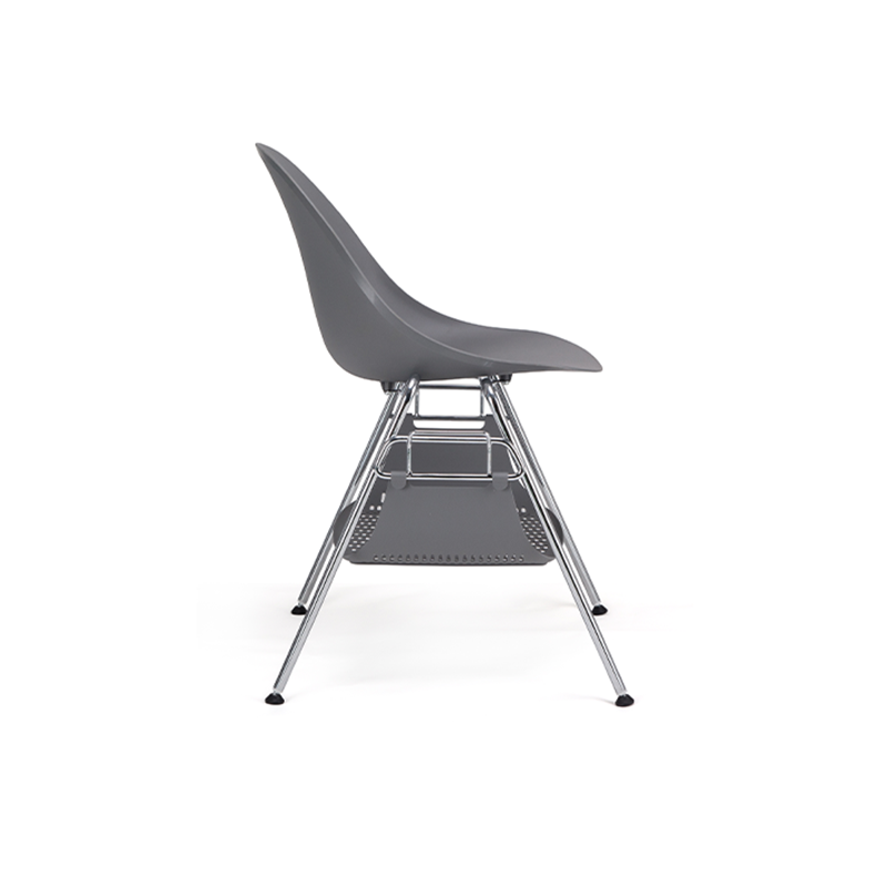 Modern Minimalist Under-Seat Storage Basket Dining Chair - Curved PP Shell &amp; Steel Legs Backrest Chair For Dining Room