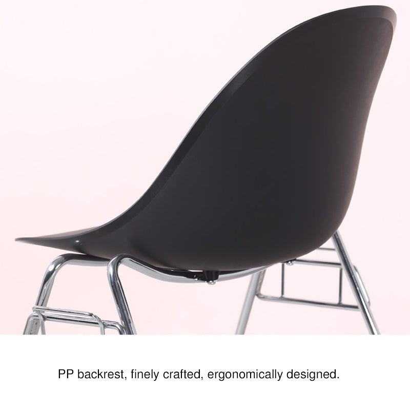 Modern Minimalist Under-Seat Storage Basket Dining Chair - Curved PP Shell &amp; Steel Legs Backrest Chair For Dining Room