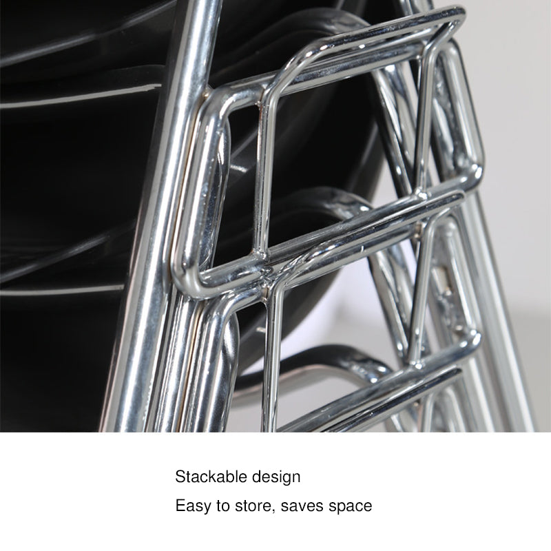 Modern Minimalist Under-Seat Storage Basket Dining Chair - Curved PP Shell &amp; Steel Legs Backrest Chair For Dining Room