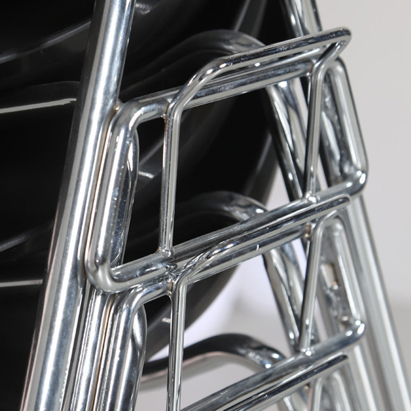 Modern Minimalist Under-Seat Storage Basket Dining Chair - Curved PP Shell &amp; Steel Legs Backrest Chair For Dining Room