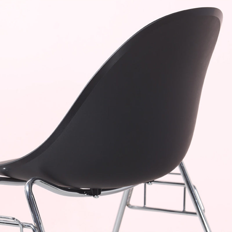 Modern Minimalist Under-Seat Storage Basket Dining Chair - Curved PP Shell &amp; Steel Legs Backrest Chair For Dining Room