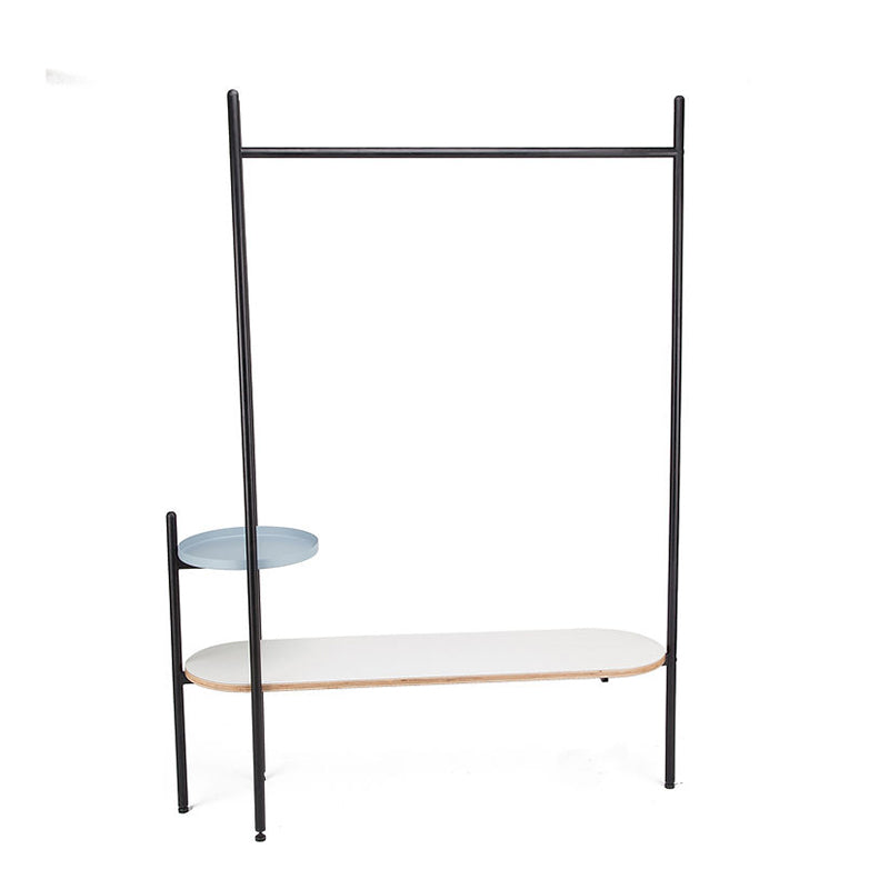 Space-Saving Industrial Hall Tree - Freestanding Powder-Coated Iron MDF Storage Shelves Coat Rack For Entryways &amp; Hallway
