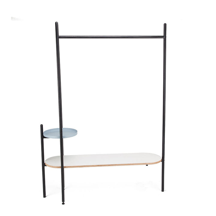 Space-Saving Industrial Hall Tree - Freestanding Powder-Coated Iron MDF Storage Shelves Coat Rack For Entryways &amp; Hallway