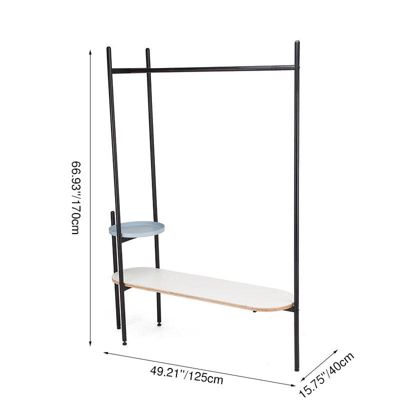 Space-Saving Industrial Hall Tree - Freestanding Powder-Coated Iron MDF Storage Shelves Coat Rack For Entryways &amp; Hallway