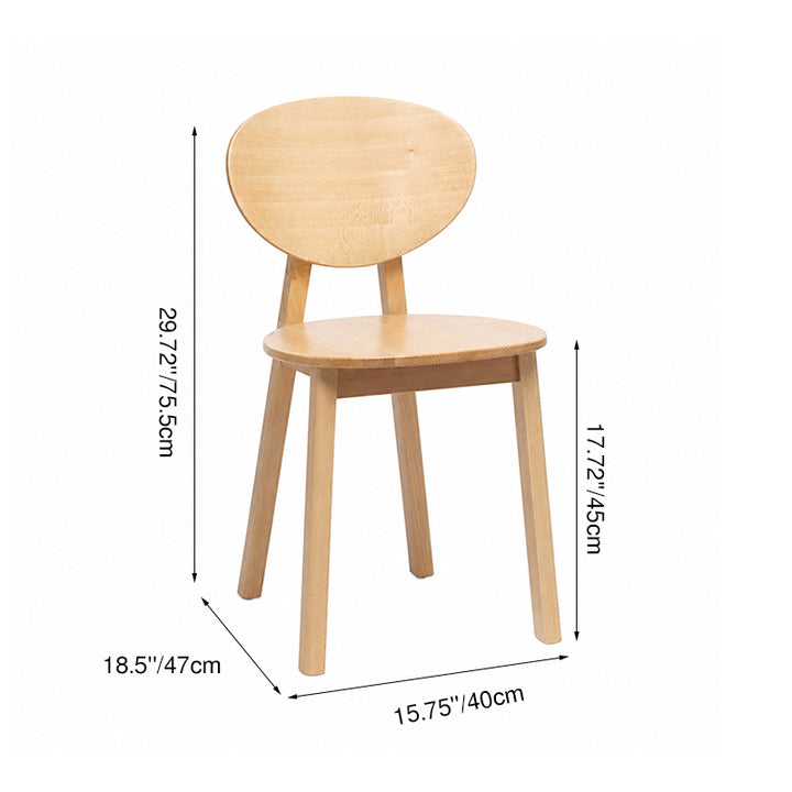 Modern Minimalist Beech Wood Dining Chair - Ergonomic Rounded Curved Backrest Side Chair For Kitchen &amp; Dining Room